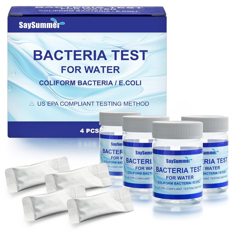 SaySummer Drinking Water Bacteria Test Kit: 4 Tests Detecting Coliform E coli Bacteria - at Home Well Water Testing Kits for Drinking Water Pool Hot Tub Aquarium and More - Image 1